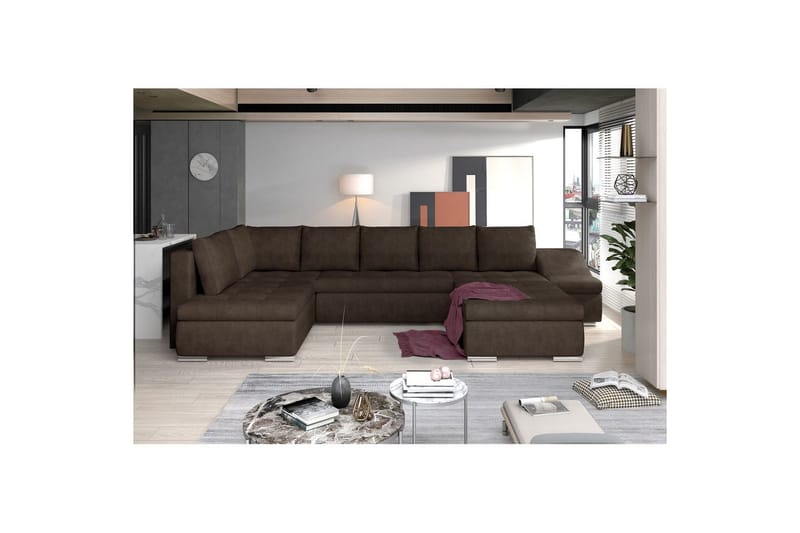 Hörnsoffa Eltap Giovanni 351x82x190 cm - Dora 28, Mörkbrun, Höger - Möbler - Soffa - Bäddsoffa - Hörnbäddsoffa