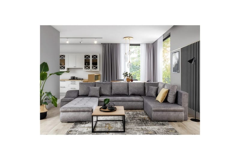 Hörnsoffa Eltap Giovanni 351x82x190 cm, Dora 90, Grå, Vänster