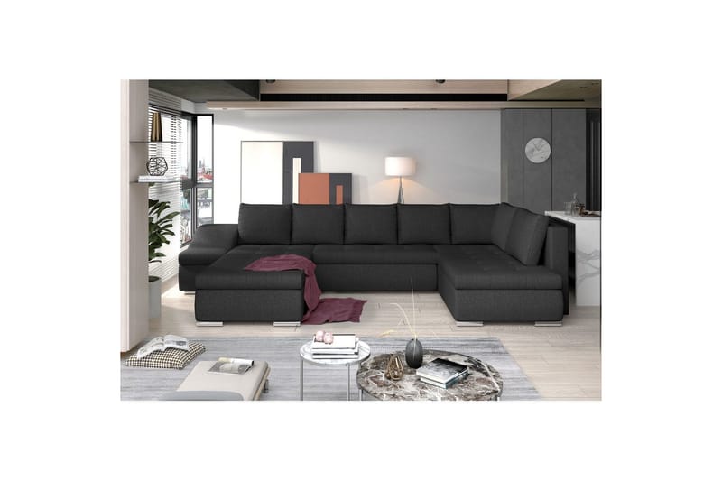 Hörnsoffa Eltap Giovanni 351x82x190 cm - Inari 96, Mörkgrå, Vänster - Möbler - Soffa - Bäddsoffa - Hörnbäddsoffa