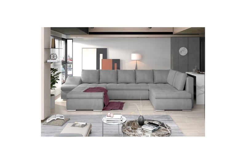 Hörnsoffa Eltap Giovanni 351x82x190 cm - Monolith 84, Ljusgrå, Vänster - Möbler - Soffa - Bäddsoffa - Hörnbäddsoffa