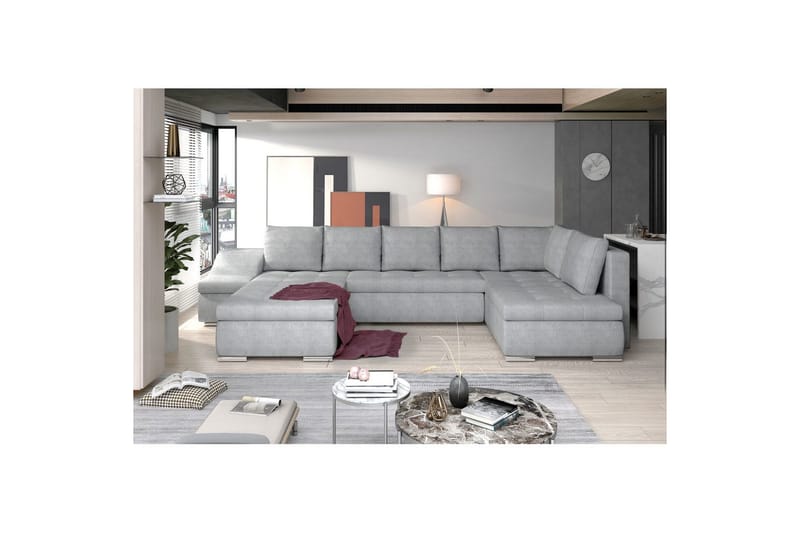 Hörnsoffa Eltap Giovanni 351x82x190 cm - Omega 02, Grå, Vänster - Möbler - Soffa - Bäddsoffa - Hörnbäddsoffa