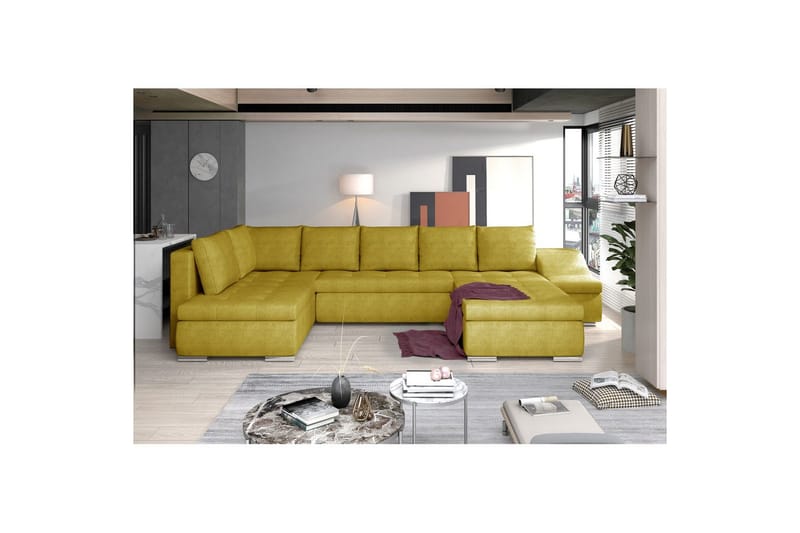 Hörnsoffa Eltap Giovanni 351x82x190 cm - Omega 68, Gul, Höger - Möbler - Soffa - Bäddsoffa - Hörnbäddsoffa