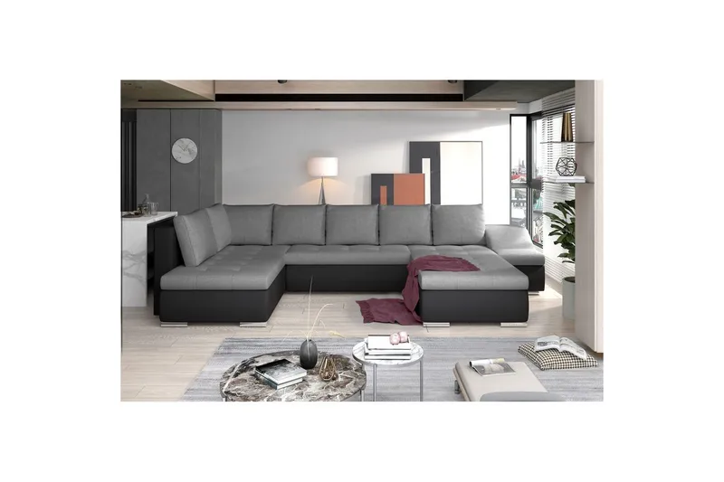 Hörnsoffa Eltap Giovanni 351x82x190 cm - Sawana 05, Soft 11, Grå, Svart, Höger - Möbler - Soffa - Bäddsoffa - Hörnbäddsoffa