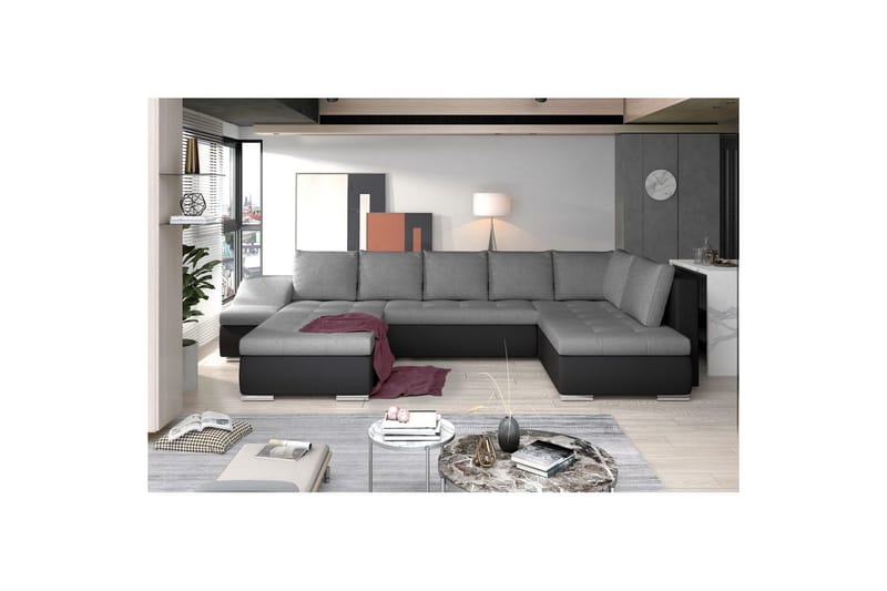 Hörnsoffa Eltap Giovanni 351x82x190 cm - Sawana 05, Soft 11, Grå, Svart, Vänster - Möbler - Soffa - Bäddsoffa - Hörnbäddsoffa