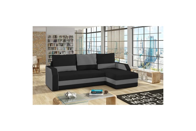Hörnsoffa Eltap Giulio 239x150x86 cm - Alova 04, Alova 36, Svart, Grå - Möbler - Soffa - Bäddsoffa - Bäddsoffa divan