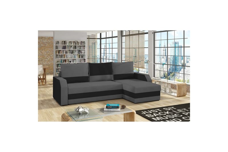 Hörnsoffa Eltap Giulio 239x150x86 cm - Alova 36, Alova 04, Grå, Svart - Möbler - Soffa - Bäddsoffa - Bäddsoffa divan