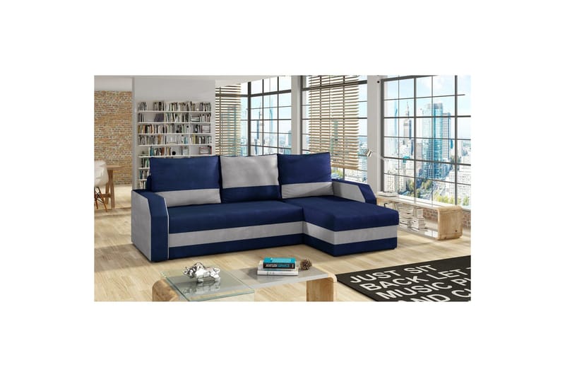 Hörnsoffa Eltap Giulio 239x150x86 cm, Kronos 09, Paros 05, Mörkblå, Ljusgrå
