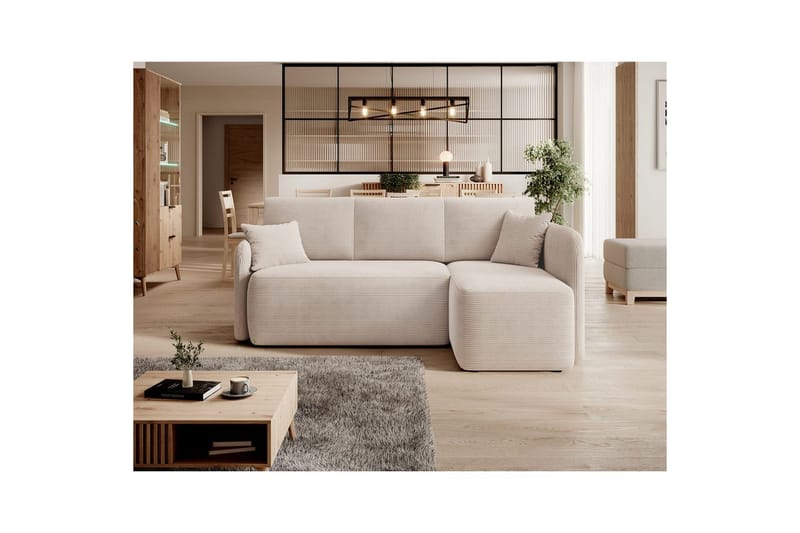 Hörnsoffa Eltap Hadson 206x150x89 cm - Jarell 18, Ljusbeige, Höger - Möbler - Soffa - Bäddsoffa - Bäddsoffa divan