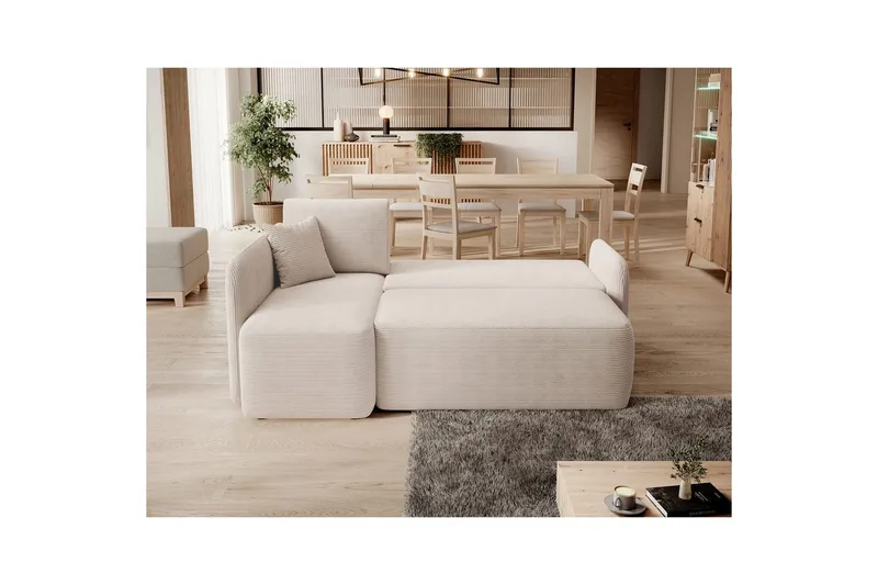 Hörnsoffa Eltap Hadson 206x150x89 cm - Jarell 18, Ljusbeige, Vänster - Möbler - Soffa - Bäddsoffa - Bäddsoffa divan