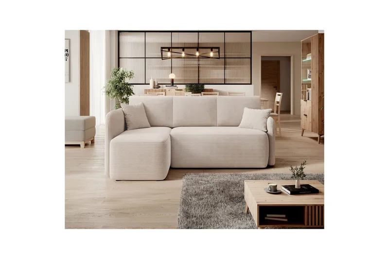 Hörnsoffa Eltap Hadson 206x150x89 cm - Jarell 18, Ljusbeige, Vänster - Möbler - Soffa - Bäddsoffa - Bäddsoffa divan