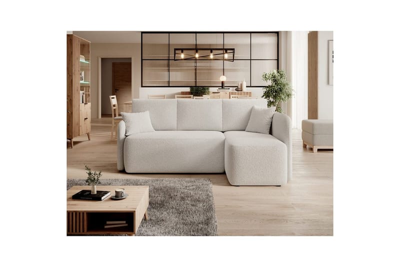Hörnsoffa Eltap Hadson 206x150x89 cm - Royal 01, Vit, Höger - Möbler - Soffa - Bäddsoffa - Bäddsoffa divan