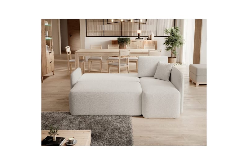 Hörnsoffa Eltap Hadson 206x150x89 cm - Royal 01, Vit, Höger - Möbler - Soffa - Bäddsoffa - Bäddsoffa divan