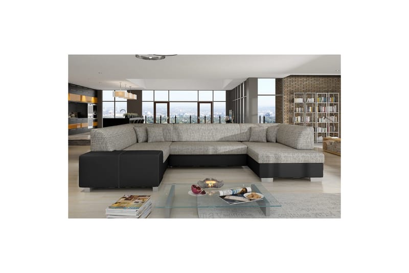 Hörnsoffa Eltap Havana 322x204x72 cm - Berlin 01, Mjuk 11, Grå, Svart, Höger - Möbler - Soffa - Bäddsoffa - Hörnbäddsoffa
