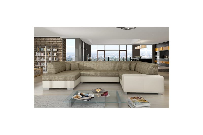 Hörnsoffa Eltap Havana 322x204x72 cm - Berlin 03, Mjuk 33, Beige, Vänster - Möbler - Soffa - Bäddsoffa - Hörnbäddsoffa