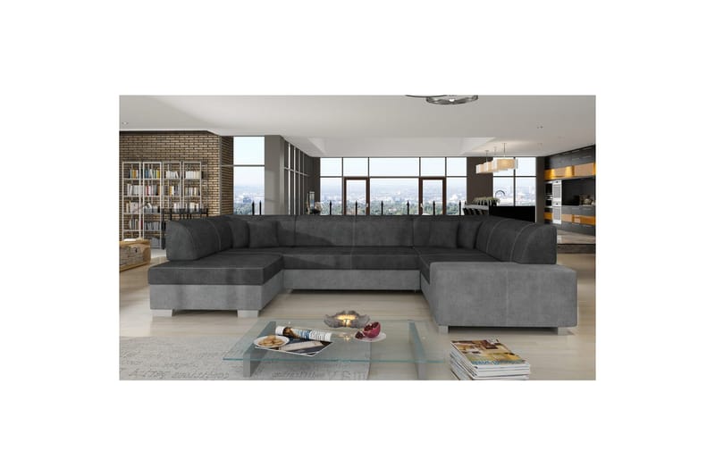 Hörnsoffa Eltap Havana 322x204x72 cm, Dora 96, Dora 90, Svart, Grå, Vänster