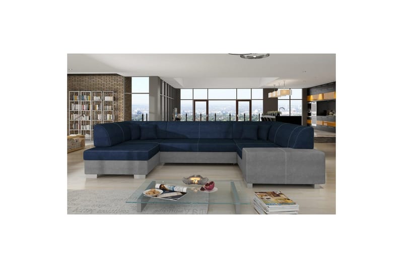 Hörnsoffa Eltap Havana 322x204x72 cm, Kronos 09, Paros 05, Mörkblå, Ljusgrå, Vänster