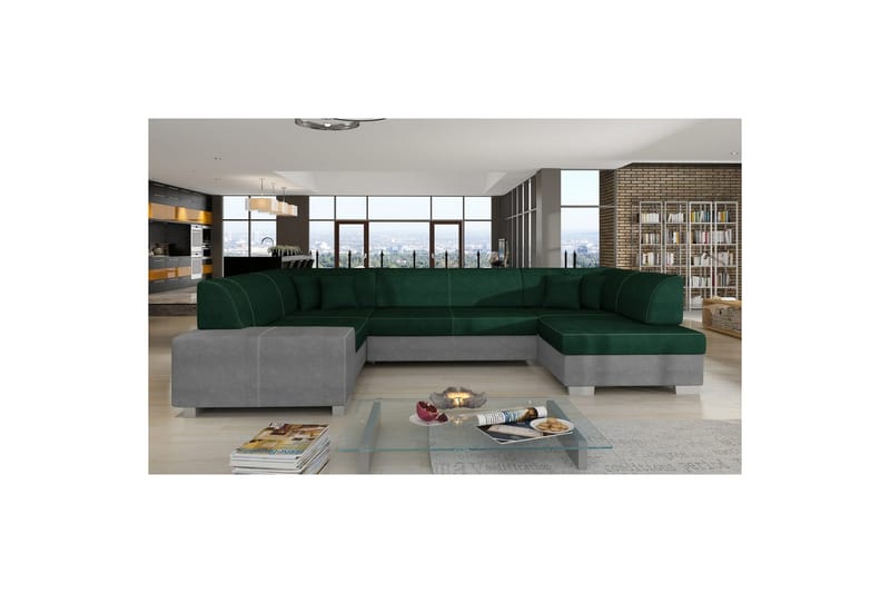 Hörnsoffa Eltap Havana 322x204x72 cm - Kronos 19, Paros 05, Mörkgrön, Ljusgrå, Höger - Möbler - Soffa - Bäddsoffa - Hörnbäddsoffa