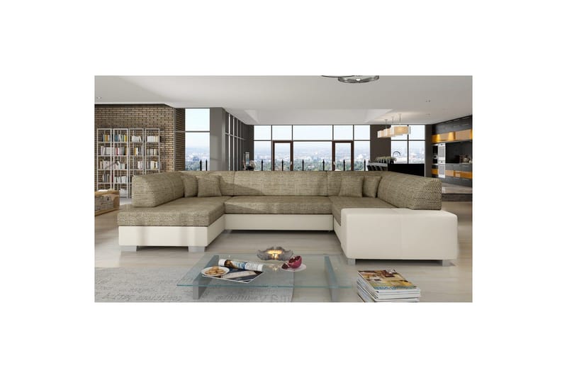 Hörnsoffa Eltap Isloren 322x204x72 cm - Berlin 03, Mjuk 33, Beige, Vänster - Möbler - Soffa - Bäddsoffa - Hörnbäddsoffa