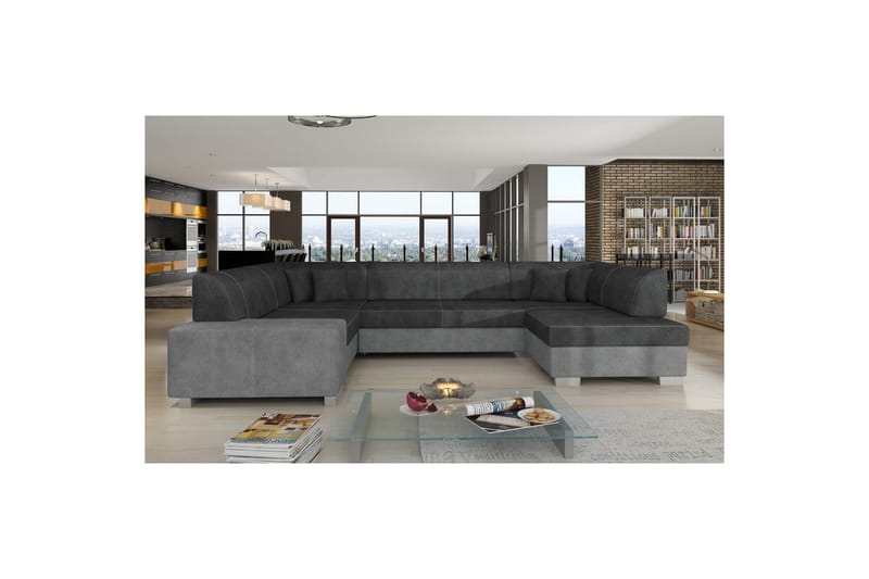 Hörnsoffa Eltap Isloren 322x204x72 cm - Dora 96, Dora 90, Svart, Grå, Höger - Möbler - Soffa - Bäddsoffa - Hörnbäddsoffa