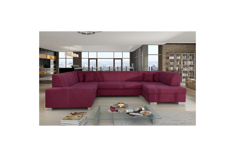 Hörnsoffa Eltap Isloren 322x204x72 cm - Mat Velvet 68, Röd, Höger - Möbler - Soffa - Bäddsoffa - Hörnbäddsoffa