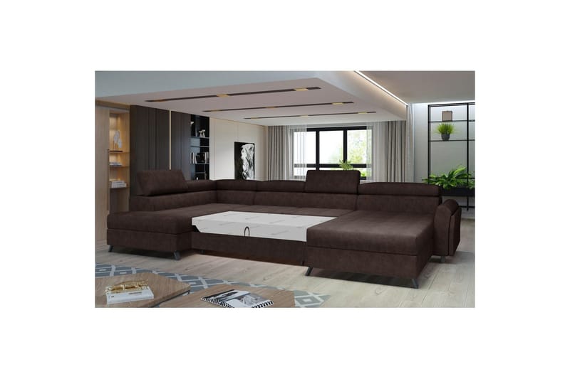 Hörnsoffa Eltap Josette 360x200x92 cm - Dora 28, Mörkbrun, Vänster - Möbler - Soffa - Bäddsoffa - Bäddsoffa divan