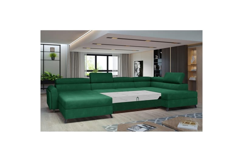 Hörnsoffa Eltap Josette 360x200x92 cm - Kronos 19, Mörkgrön, Höger - Möbler - Soffa - Bäddsoffa - Bäddsoffa divan