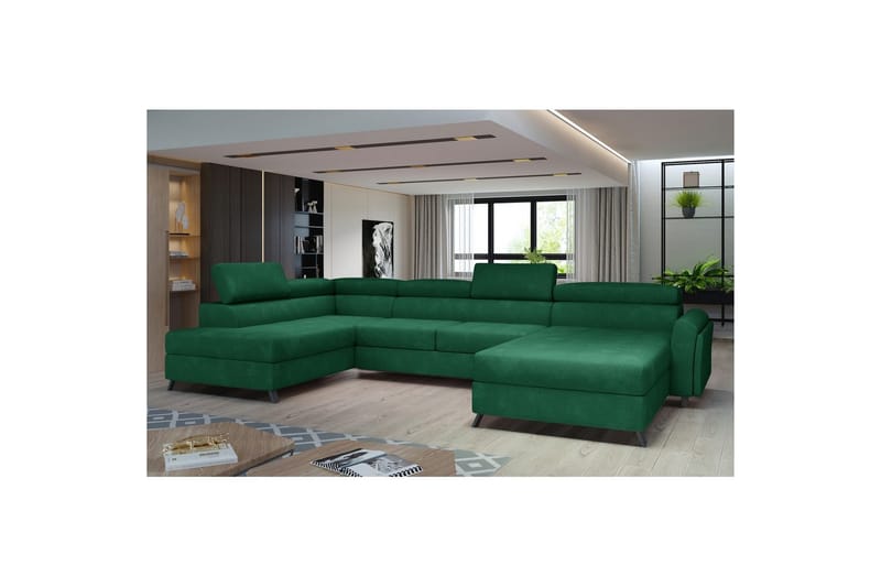 Hörnsoffa Eltap Josette 360x200x92 cm - Kronos 19, Mörkgrön, Vänster - Möbler - Soffa - Bäddsoffa - Bäddsoffa divan