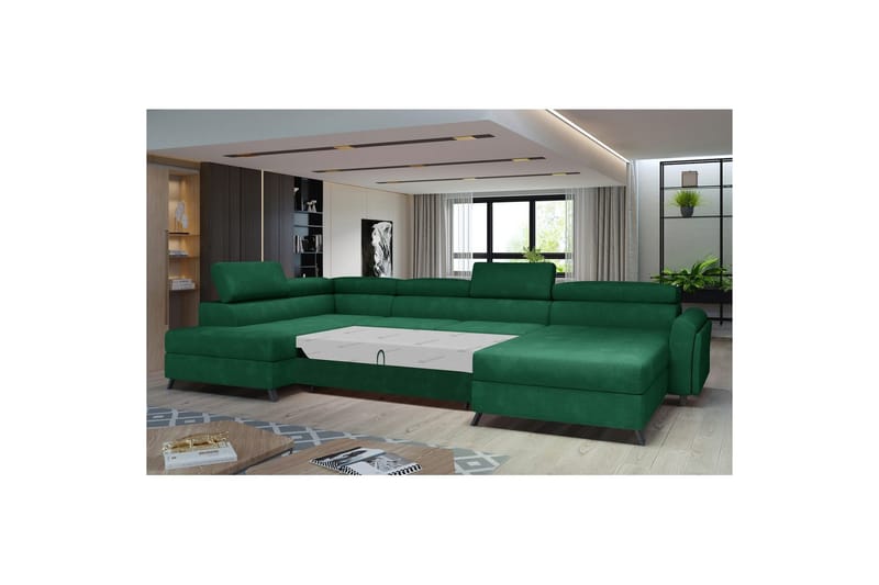 Hörnsoffa Eltap Josette 360x200x92 cm - Kronos 19, Mörkgrön, Vänster - Möbler - Soffa - Bäddsoffa - Bäddsoffa divan