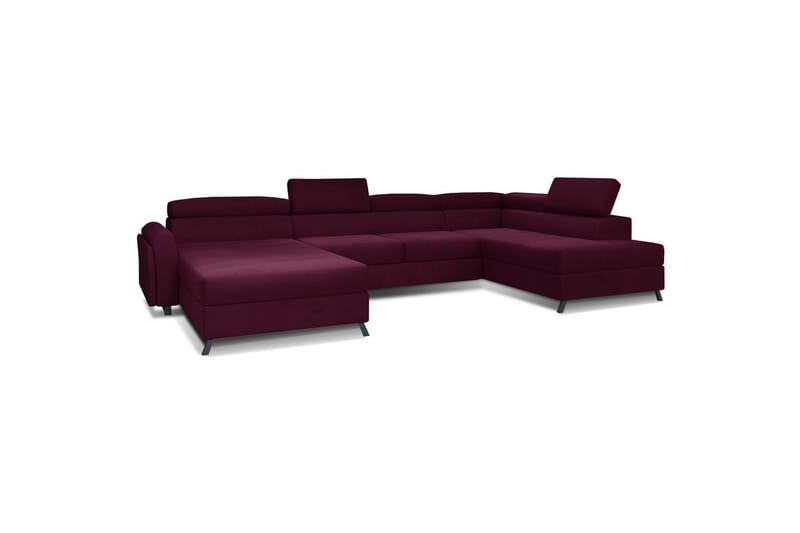 Hörnsoffa Eltap Josette 360x200x92 cm - Mat Velvet 68, Röd, Höger - Möbler - Soffa - Bäddsoffa - Bäddsoffa divan