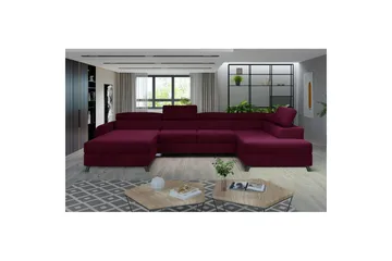 Hörnsoffa Eltap Josette 360x200x92 cm - Mat Velvet 68, Röd, Höger - Möbler - Soffa - Bäddsoffa - Bäddsoffa divan