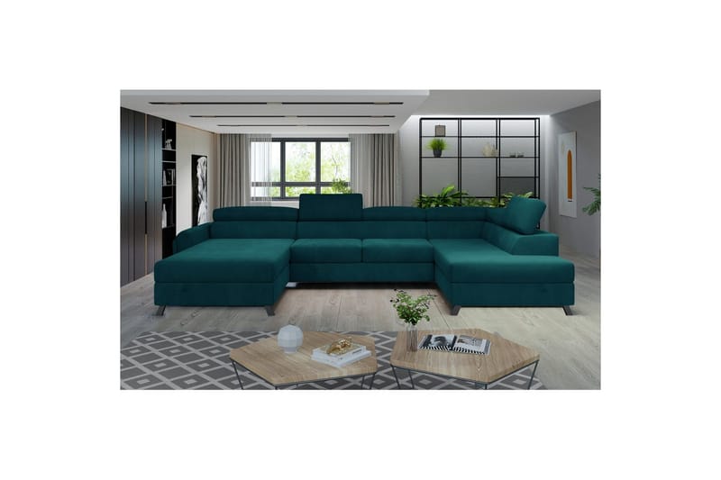 Hörnsoffa Eltap Josette 360x200x92 cm - Mat Velvet 75, Grön, Höger - Möbler - Soffa - Bäddsoffa - Bäddsoffa divan