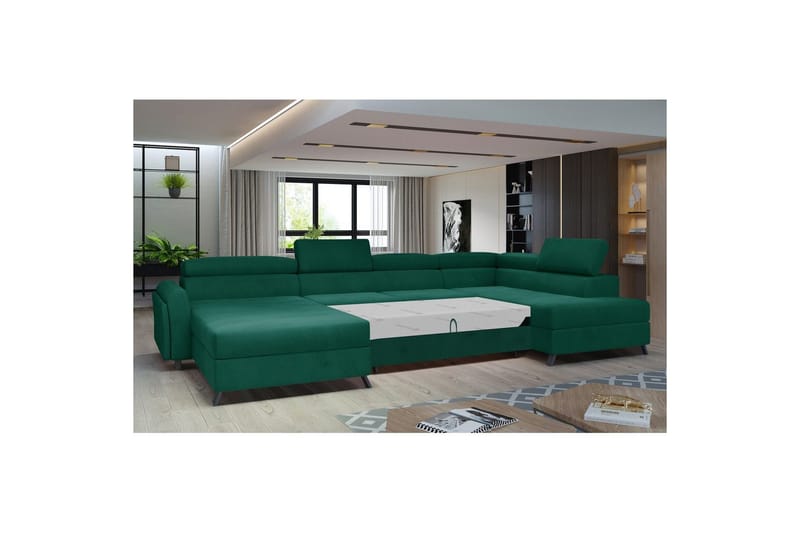 Hörnsoffa Eltap Josette 360x200x92 cm - Monolit 37, Grön, Höger - Möbler - Soffa - Bäddsoffa - Bäddsoffa divan
