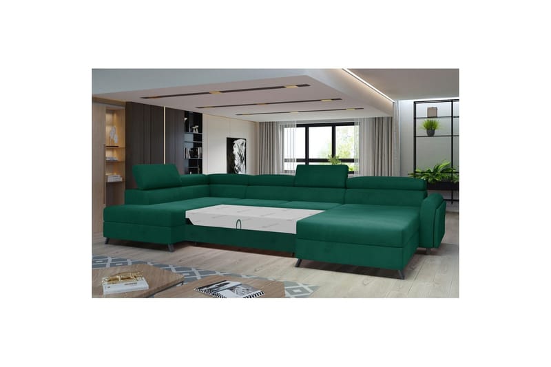 Hörnsoffa Eltap Josette 360x200x92 cm - Monolit 37, Grön, Vänster - Möbler - Soffa - Bäddsoffa - Bäddsoffa divan