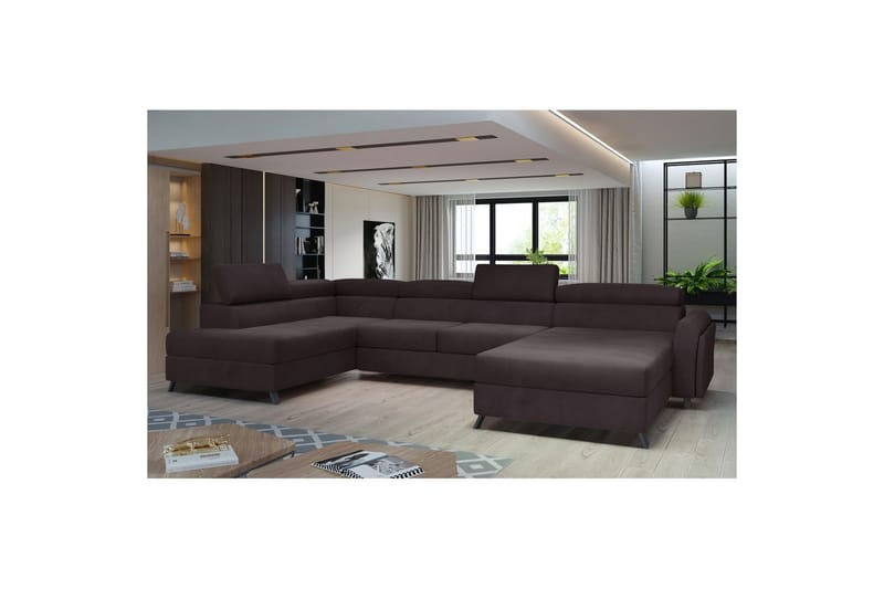 Hörnsoffa Eltap Josette 360x200x92 cm - Monolith 29, Mörk Brun, Vänster - Möbler - Soffa - Bäddsoffa - Bäddsoffa divan