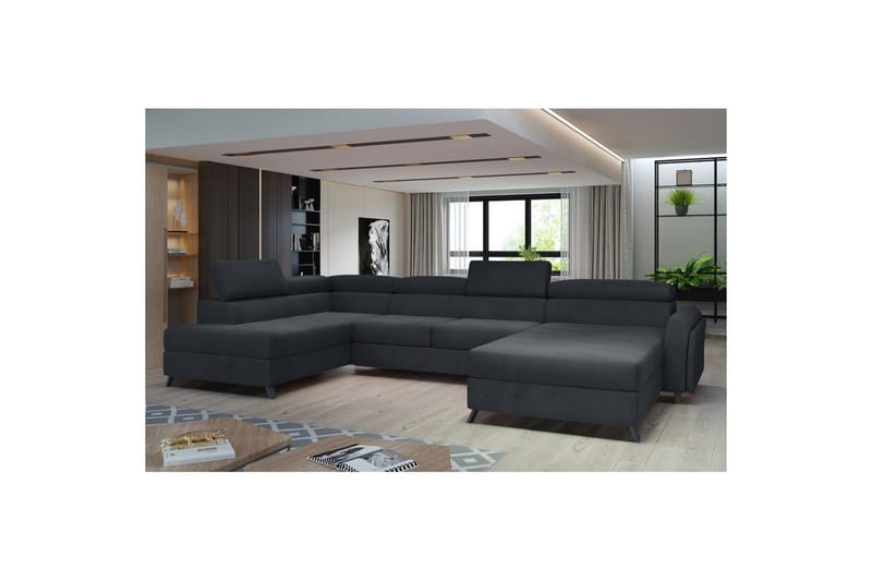 Hörnsoffa Eltap Josette 360x200x92 cm - Monolith 97, Mörkgrå, Vänster - Möbler - Soffa - Bäddsoffa - Bäddsoffa divan