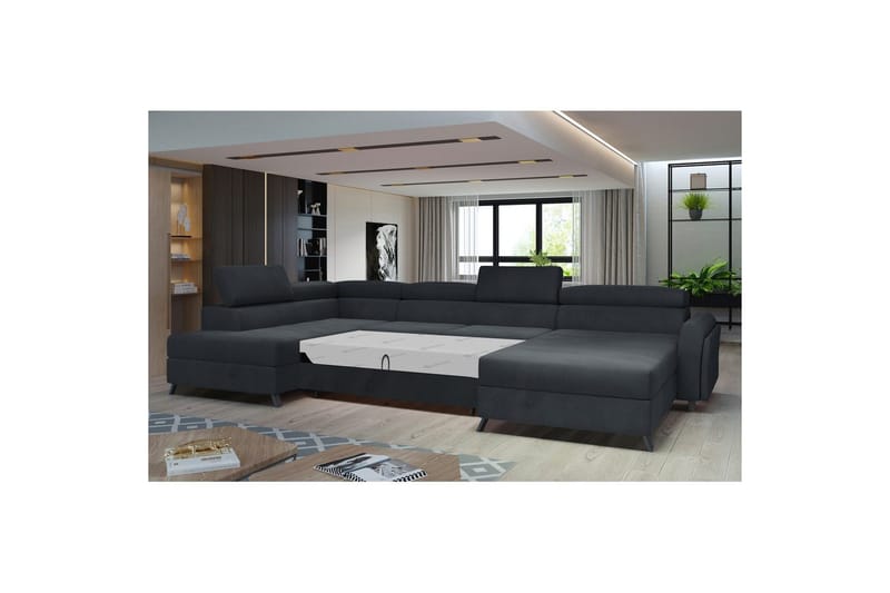 Hörnsoffa Eltap Josette 360x200x92 cm - Monolith 97, Mörkgrå, Vänster - Möbler - Soffa - Bäddsoffa - Bäddsoffa divan