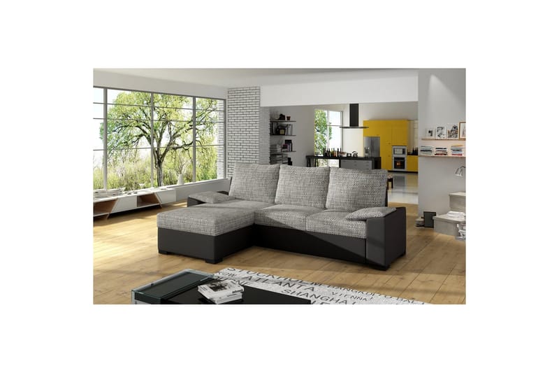 Hörnsoffa Eltap Letto 245x160x90 cm - Berlin 01, Soft 11, Grå, Svart - Möbler - Soffa - Bäddsoffa - Bäddsoffa divan