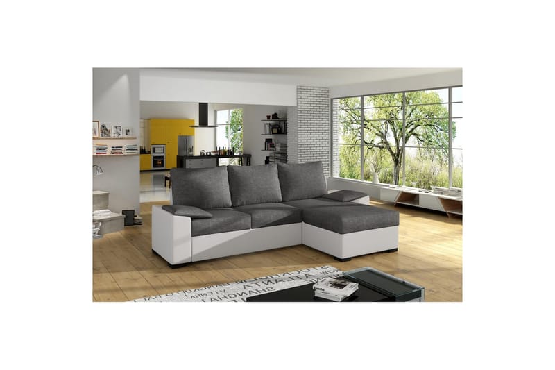 Hörnsoffa Eltap Letto 245x160x90 cm - Sawana 05, Soft 17, Grå, Vit - Möbler - Soffa - Bäddsoffa - Bäddsoffa divan