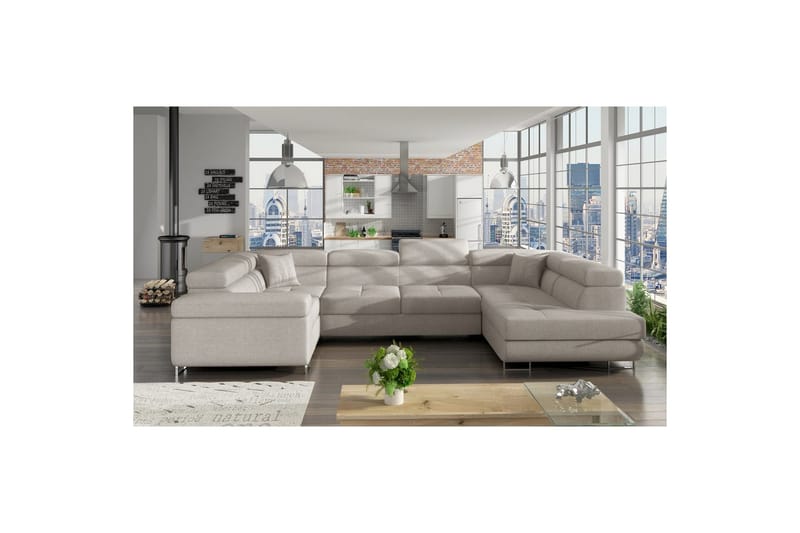 Hörnsoffa Eltap Letto 340x202x90 cm - Överdrag 02, Ljusgrå, Höger - Möbler - Soffa - Bäddsoffa - Hörnbäddsoffa
