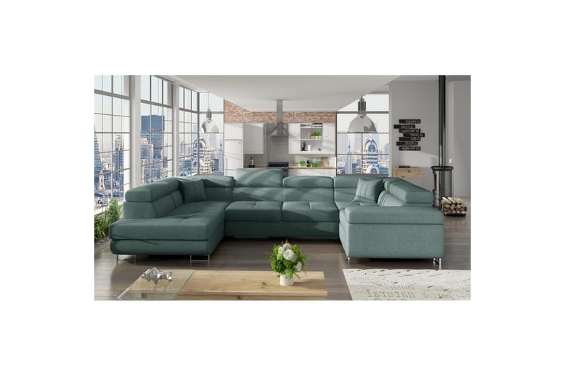 Hörnsoffa Eltap Letto 340x202x90 cm - Överdrag 70, blå, Vänster - Möbler - Soffa - Bäddsoffa - Hörnbäddsoffa