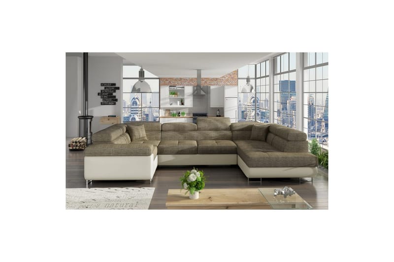 Hörnsoffa Eltap Letto 340x202x90 cm - Berlin 03, Soft 33, Beige, Höger - Möbler - Soffa - Bäddsoffa - Hörnbäddsoffa