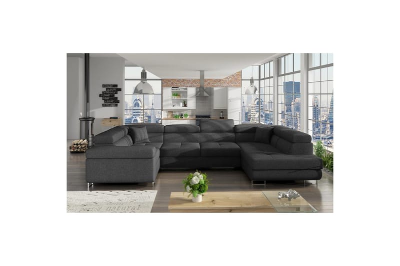 Hörnsoffa Eltap Letto 340x202x90 cm - Inari 96, Mörkgrå, Höger - Möbler - Soffa - Bäddsoffa - Hörnbäddsoffa