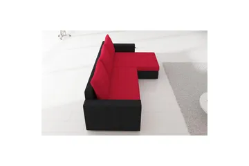 Hörnsoffa Eltap Livio 237x150x72 cm - Alova 04, Alova 46, Svart, Röd - Möbler - Soffa - Bäddsoffa - Bäddsoffa divan