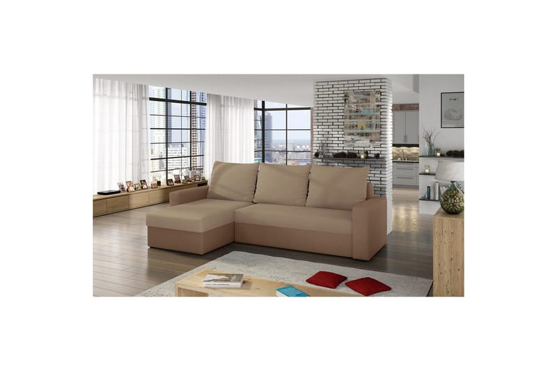 Hörnsoffa Eltap Livio 237x150x72 cm - Alova 07, Alova 66, Beige - Möbler - Soffa - Bäddsoffa - Bäddsoffa divan