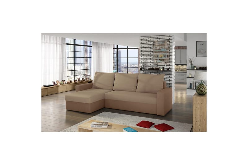 Hörnsoffa Eltap Livio 237x150x72 cm - Alova 07, Alova 66, Beige - Möbler - Soffa - Bäddsoffa - Bäddsoffa divan