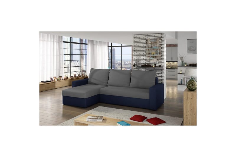 Hörnsoffa Eltap Livio 237x150x72 cm - Alova 10, Alova 79, Grå, Blå - Möbler - Soffa - Bäddsoffa - Bäddsoffa divan