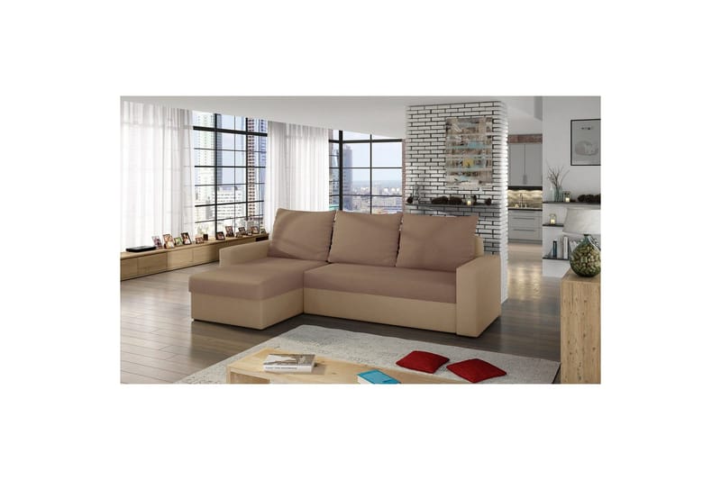 Hörnsoffa Eltap Livio 237x150x72 cm - Alova 66, Alova 07, Beige - Möbler - Soffa - Bäddsoffa - Bäddsoffa divan