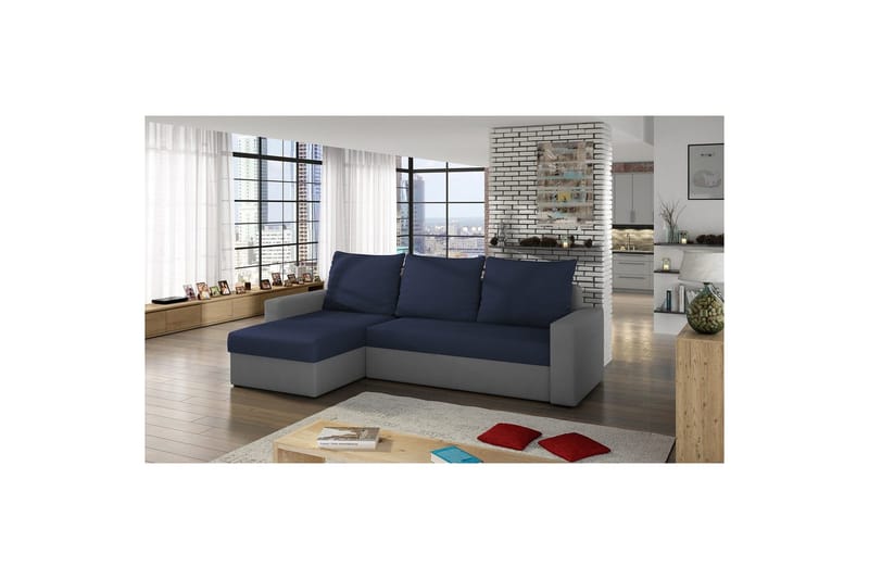 Hörnsoffa Eltap Livio 237x150x72 cm - Alova 79, Alova 10, Blå, Grå - Möbler - Soffa - Bäddsoffa - Bäddsoffa divan
