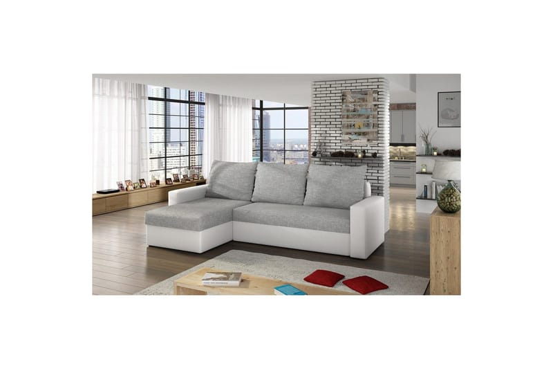 Hörnsoffa Eltap Livio 237x150x72 cm - Sawana 21, Soft 17, Grå, Vit - Möbler - Soffa - Bäddsoffa - Bäddsoffa divan