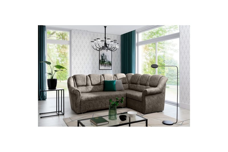 Hörnsoffa Eltap Lord II 243x195x112 cm - Dora 22, Brun, Höger - Möbler - Soffa - Bäddsoffa - Hörnbäddsoffa